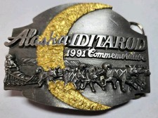 1991 Iditarod Siskiyou Belt Buckle LE Alaska The Last Great Race W 24K Gold Leaf picture