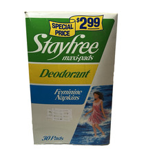 Stayfree Maxi Pads Vintage 1985 Deodorant Napkins Open Damaged Box Props picture