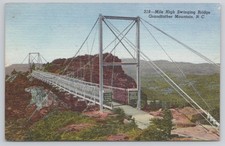 Mile High Swinging Bridge, Grandfather Mountain, NC Linen Postcard picture