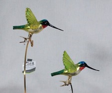 KURT ADLER PR OF HANDBLOWN YELLOW WINGED HUMMINGBIRDS CLIP-ON GLASS ORNAMENTS picture