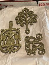 Lot of 3 Vintage Wilton And Virginia Metal Crafters Brass Trivets picture