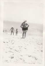 Vintage Photo Curvy Woman in 2 Piece Catalina Swimwear 1950s Beach Swim Cap USA picture