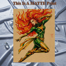 Jean Grey Phoenix Color Illustration Mixed Media Fine Art Print 8.5x11 - Keyeske picture