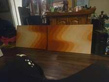 1970s Rare Finlayson vintage Op art  Wave Pattern framed artwork.  picture