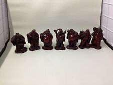7 Red Resin Buddhist Wise Men MADE OF BURGUNDY RED HEAVY RESIN picture