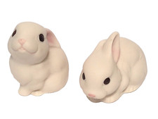 VTG Tiny White Rabbit Bunnies Bisque / Porcelain Made In Mexico Figurines Qty. 2 picture