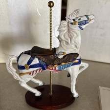 Franklin Mint Treasury of Carousel Art Patriotic Horse Figurine Collectible 1988 picture