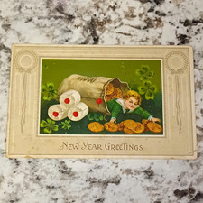 H&S Vintage New Year Greetings Postcard 1915 Printed in Germany Multicolor picture