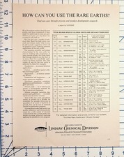 Vintage Lindsay Chemical Rare Earths Oxides Ad Page West Chicago IL picture
