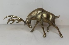 Vintage Brass Fighting Buck Deer Stag Figurine 11