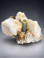 Natural Green cap tourmaline crystal with mica on feldspar from skardu, Pakistan picture