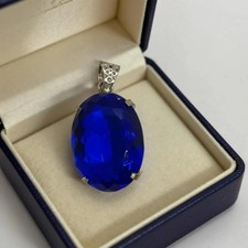 Lab-Created 100 Ct Brazilian Blood Red Topaz 925 Solid Silver Pendant Loose Gems picture