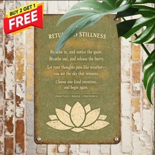 Sacred Lotus Flower Inner Peace Sign 8x12 Yoga Meditation Metal Tin Plaque picture