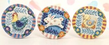 Ganz Ceramic Rooster Chick & Bunny Decorative Pastel Easter Spring Plate Plaque  picture