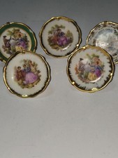 FIVE FRENCH LIMOGES MINIATURE PLATES W STANDS picture
