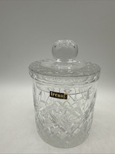 Irena Poland 24% Lead Clear Vintage HandCut Crystal Biscuit Jar With Ball Lid picture