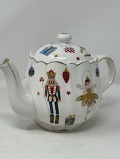 The Nutcracker Porcelain Christmas Ballet Gold Trim Teapot Holiday Decor 2025 picture