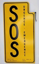 Vintage SOS Emergency Car Window Sign Roadside Distress Signal M.L.P.C Montreal picture