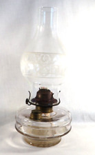 Vintage kerosene oil lamp clear glass Wreath & Tourch shade 13” Ready/Use   (a) picture