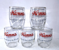 Set of 5 Vintage Hamm’s Collector Sample Beer Barrel Glass picture
