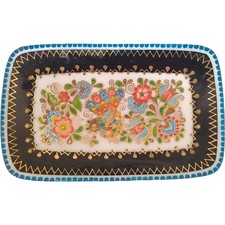 Vintage Steinbock Austria Enamel on Copper Hand Painted Dish Folk Art Floral picture