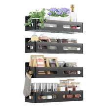 Sevenblue 4 Pack Strong Magnetic Spice Rack for Refrigerator, 4 Pack, Black picture