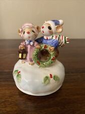 Vintage George Good Mice With Wreath Christmas Music Box picture