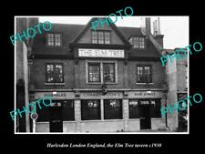 OLD POSTCARD SIZE PHOTO HARLESDON LONDON ENGLAND THE ELM TREE TAVERN c1930 picture