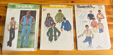 Vtg 70s Mens Sewing Pattern Lot Simplicity 7740 Vest Pants 6643 Jacket Butterick picture