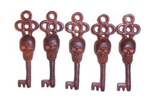Victorian Skull Key Vintage Antique Style cast Iron Skeleton Key lot of 5 picture