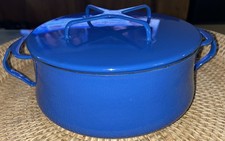 Large Blue Dansk 6 QT Kobenstyle Enamel IHQ FRANCE Dutch Oven W/Lid picture