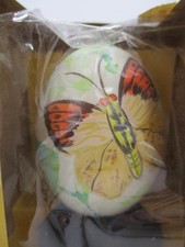 Vtg Handpainted Real Egg on Wood Stand Stix Baer Fuller Price Import Butterfly picture