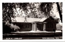 Real Photo Postcard Public Library in Winchester, Illinois picture