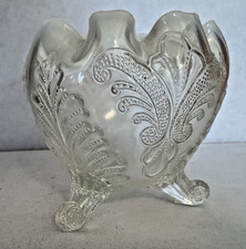 Vintage Tri Footed Opalescent Bowl with Round Fluted Top picture