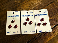 NOS- 3 Vtg Fashionette #4417 Complete Burgundy Faux Pearl Button Cards 16 3/8” picture