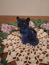 Fenton Blue Glass Sitting Cat Figurine picture