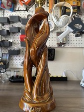 Vintage MCM Fluid, abstract, Brown Glaze Ceramic Lamp, McCoy Haeger Style picture