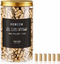 900 Pack Rolling Tips Ø8mm - Natural Unbleached Pre-rolled Filter Tips-1 Can ... picture