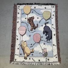 Vintage Disney Classic Pooh Tapestry Blanket Made in USA 34