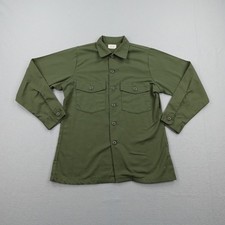Vintage US Army Shirt Medium Green Utility Poly Cotton Durable Press OG-507 70s picture