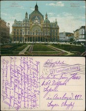 Postcard Antwerp Anverse Gare Centrale (Central Station) 1914 Field Postmark picture