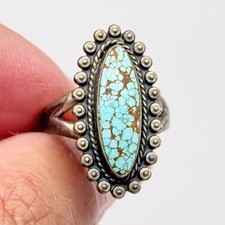 Vintage Southwestern Turquoise Sterling Silver Ring Size 6 picture