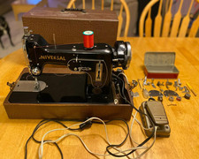 Vintage Universal Zigzag Deluxe Sewing Machine & Case Japan General Motors Delco picture