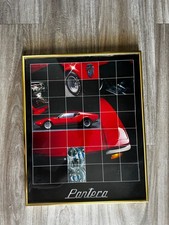 Extremely Rare Vintage De Tomaso Pantera Collage Poster Framed Gold Frame 1983 picture