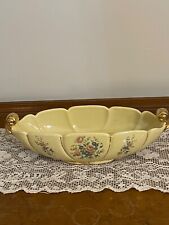 Vintage Abingdon USA Pottery Bowl Yellow Floral With Gold Trim Original Sticker picture