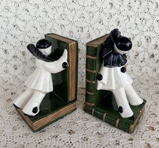 Vintage Ceramic Pierrot Clown Bookends  picture