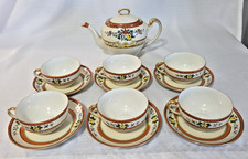 Antique Noritake Biarritz Tea Set Teapot 6 Cups Saucers Pattern 1921 Maruki Mark picture