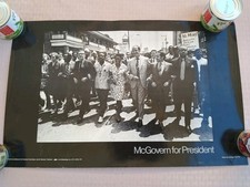 Vintage 1972 George McGovern For President Civil Rights March Campaign Poster picture