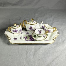* Mid-Century Hammersley Miniature Tea Set Victorian Violets Acorn Mark England picture