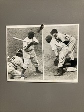 1947 Jackie Robinson “Exhibition Game Against Yankees” Original Type Photo RARE picture
